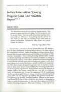 Cover page: Indian Reservation Housing: Progress Since The "Stanton Report"?