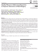 Cover page of Quality Measures Addressing Disparities to Improve Outcomes in Hand Surgery.