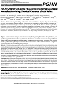 Cover page: Not All Children with Cystic Fibrosis Have Abnormal Esophageal Neutralization during Chemical Clearance of Acid Reflux