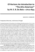 Cover page: Of Horizon: An Introduction to “The Afro-American” by W. E. B. Du Bois—circa 1894