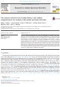 Cover page: The relation between text reading fluency and reading comprehension for students with autism spectrum disorders