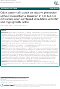 Cover page: Colon cancer cells adopt an invasive phenotype without mesenchymal transition in 3-D but not 2-D culture upon combined stimulation with EGF and crypt growth factors