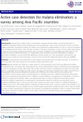 Cover page: Active case detection for malaria elimination: a survey among Asia Pacific countries