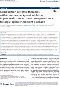 Cover page: Combination systemic therapies with immune checkpoint inhibitors in pancreatic cancer: overcoming resistance to single‐agent checkpoint blockade