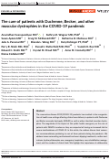 Cover page: The care of patients with Duchenne, Becker, and other muscular dystrophies in the COVID-19 pandemic.