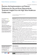 Cover page: Decision Aid Implementation and Patients’ Preferences for Hip and Knee Osteoarthritis Treatment: Insights from the High Value Healthcare Collaborative
