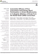 Cover page: Cumulative Effects of Prior Concussion and Primary Sport Participation on Brain Morphometry in Collegiate Athletes: A Study From the NCAA–DoD CARE Consortium