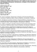 Cover page: Do Admissions Multiple Mini-Interview and Traditional Interview Scores Predict Subsequent Academic Performance? A Study of Five California Medical Schools.
