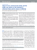 Cover page: Impact of race, socioeconomic status, and the health care system on the treatment of advanced-stage ovarian cancer in California