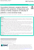 Cover page: Associations between caregiver-detected delirium and symptoms of depression and anxiety in family caregivers of critically ill patients: a cross-sectional study