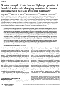 Cover page: Greater strength of selection and higher proportion of beneficial amino acid changing mutations in humans compared with mice and Drosophila melanogaster
