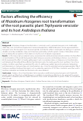 Cover page: Factors affecting the efficiency of Rhizobium rhizogenes root transformation of the root parasitic plant Triphysaria versicolor and its host Arabidopsis thaliana