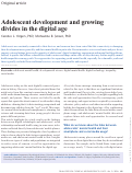 Cover page: Adolescent development and growing divides in the digital age