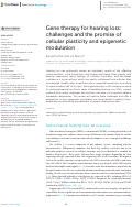 Cover page: Gene therapy for hearing loss: challenges and the promise of cellular plasticity and epigenetic modulation.