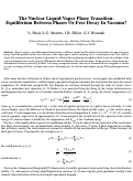 Cover page: The nuclear liquid-vapor phase transition: Equilibrium between phases 
or free decay in vacuum?