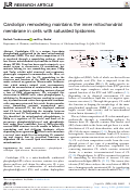 Cover page: Cardiolipin remodeling maintains the inner mitochondrial membrane in cells with saturated lipidomes.