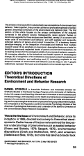 Cover page: Theoretical directions of environment and behavior research