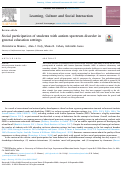 Cover page: Social participation of students with autism spectrum disorder in general education settings