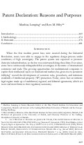 Cover page: Patent Declaration: Reasons and Purposes