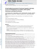 Cover page: Virtual reality assessment of functional capacity in the early course of schizophrenia: Associations with cognitive performance and daily functioning