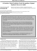 Cover page: A Predictive Model Facilitates Early Recognition of Spinal Epidural Abscess in Adults