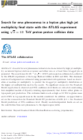 Cover page: Search for new phenomena in a lepton plus high jet multiplicity final state with the ATLAS experiment using s=13 TeV proton-proton collision data