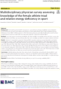 Cover page: Multidisciplinary physician survey assessing knowledge of the female athlete triad and relative energy deficiency in sport.