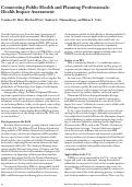 Cover page: Connecting Public Health and Planning Professionals:  Health Impact Assessment      [To Rally Discussion]