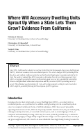 Cover page: Where Will Accessory Dwelling Units Sprout Up When a State Lets Them Grow? Evidence From California