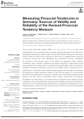 Cover page: Measuring Prosocial Tendencies in Germany: Sources of Validity and Reliablity of the Revised Prosocial Tendency Measure