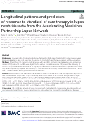 Cover page: Longitudinal patterns and predictors of response to standard-of-care therapy in lupus nephritis: data from the Accelerating Medicines Partnership Lupus Network.
