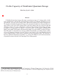 Cover page of On the Capacity of Distributed Quantum Storage