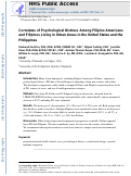 Cover page: Correlates of Psychological Distress Among Filipino Americans and Filipinos Living in Urban Areas in the United States and the Philippines