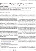 Cover page: Identification of Transport-critical Residues in a Folate Transporter from the Folate-Biopterin Transporter (FBT) Family*