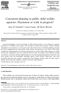 Cover page: Concurrent planning in public child welfare agencies: Oxymoron or work in progress?