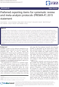 Cover page: Preferred reporting items for systematic review and meta-analysis protocols (PRISMA-P) 2015 statement