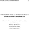 Cover page of Advanced Techniques for Stem Cell Therapies: A Dual Approach to Cell Senescence and Stress-Induced Proliferation