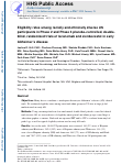 Cover page: Eligibility Rates among Racially and Ethnically Diverse US Participants in Phase 2 and Phase 3 Placebo‐Controlled, Double‐Blind, Randomized Trials of Lecanemab and Elenbecestat in Early Alzheimer Disease