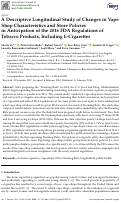 Cover page: A Descriptive Longitudinal Study of Changes in Vape Shop Characteristics and Store Policies in Anticipation of the 2016 FDA Regulations of Tobacco Products, Including E-Cigarettes