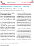 Cover page: With great power comes great… reliability.