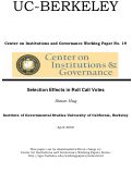 Cover page: Selection Effects in Roll Call Voting