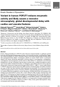 Cover page: Variant in human POFUT1 reduces enzymatic activity and likely causes a recessive microcephaly, global developmental delay with cardiac and vascular features.