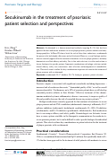 Cover page: Secukinumab in the treatment of psoriasis: patient selection and perspectives