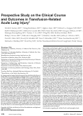 Cover page: Prospective Study on the Clinical Course and Outcomes in Transfusion-Related Acute Lung Injury*