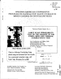 Cover page: LARGE SCALE PERMEABILITY TEST OF THE GRANITE IN THE STRIPA MINE AND THERMAL CONDUCTIVITY TEST