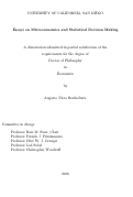 Cover page: Essays on microeconomics and statistical decision making