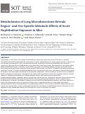 Cover page: Metabolomics of Lung Microdissections Reveals Region- and Sex-Specific Metabolic Effects of Acute Naphthalene Exposure in Mice