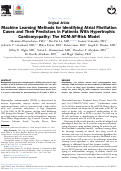 Cover page: Machine Learning Methods for Identifying Atrial Fibrillation Cases and Their Predictors in Patients With Hypertrophic Cardiomyopathy: The HCM-AF-Risk Model