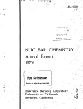 Cover page: NUCLEAR CHEMISTRY ANNUAL REPORT 1974)-
