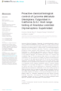 Cover page: Proactive classical biological control of Lycorma delicatula (Hemiptera: Fulgoridae) in California (U.S.): Host range testing of Anastatus orientalis (Hymenoptera: Eupelmidae).